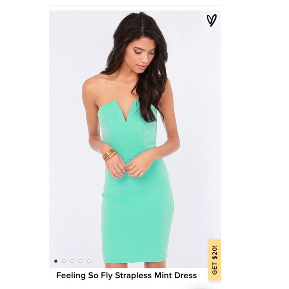 Lulus Feeling So Fly Strapless Mint Dress